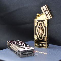 Bật Lửa G.Horse Sơn Mài Đen Hoa Văn Hoàng Gia Cổ Điển GH02