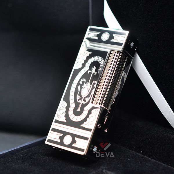 Bật Lửa G.Horse Sơn Mài Đen Hoa Văn Hoàng Gia Cổ Điển GH02