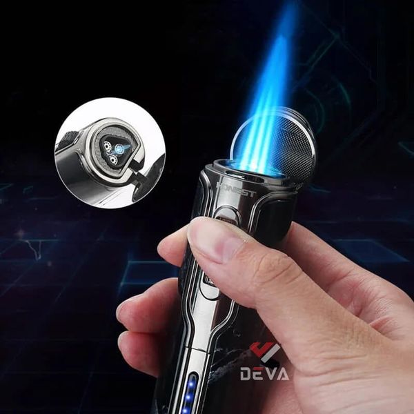 Bật lửa ga điện Honest khò 3 tia kèm đục BCZ 792