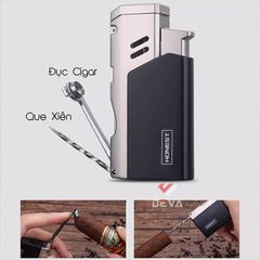 Bật lửa chính hãng Honest khò đại 1 tia kèm xiên và đục Cigar BCZ 761
