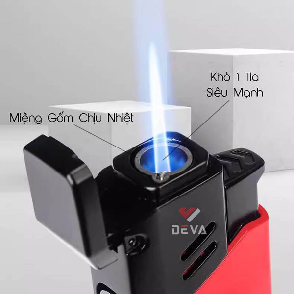 Bật lửa chính hãng Honest khò đại 1 tia kèm xiên và đục Cigar BCZ 761