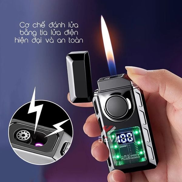 Bật lửa gas sạc điện 2 kiểu lửa đèn LED TH-633