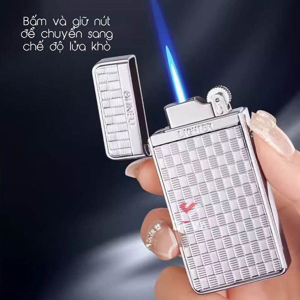 Bật lửa gas đá 2 kiểu lửa ô cửa trong suốt TH-636