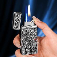 Bật lửa gas đá 2 kiểu lửa ô cửa trong suốt TH-636