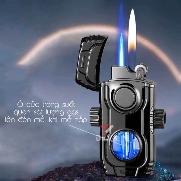 Bật lửa gas đá 2 kiểu lửa trục xoay xoay Fifget Spiner TH-638