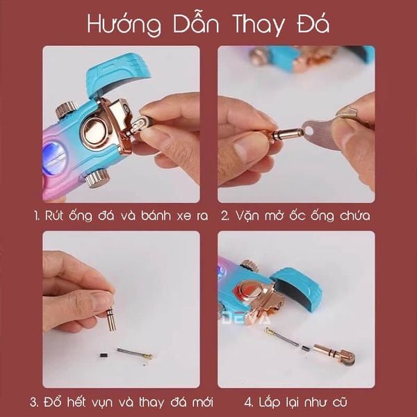 Bật lửa gas đá 2 kiểu lửa trục xoay xoay Fifget Spiner TH-638