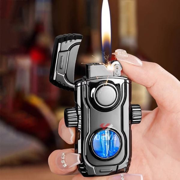 Bật lửa gas đá 2 kiểu lửa trục xoay xoay Fifget Spiner TH-638