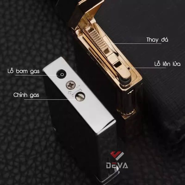 Bật lửa gas đá chính hãng Derui dáng mỏng DR700
