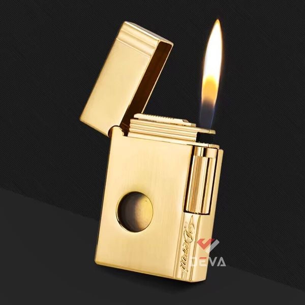 Bật lửa gas đá chính hãng Derui ô chứa gas trong suốt DR1611