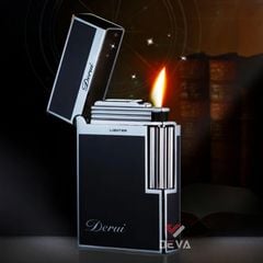 Bật lửa gas đá chính hãng Derui sơn mài in Logo DR1009
