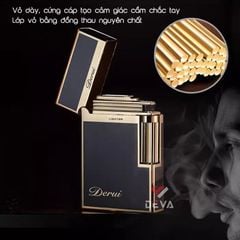 Bật lửa gas đá chính hãng Derui sơn mài in Logo DR1009