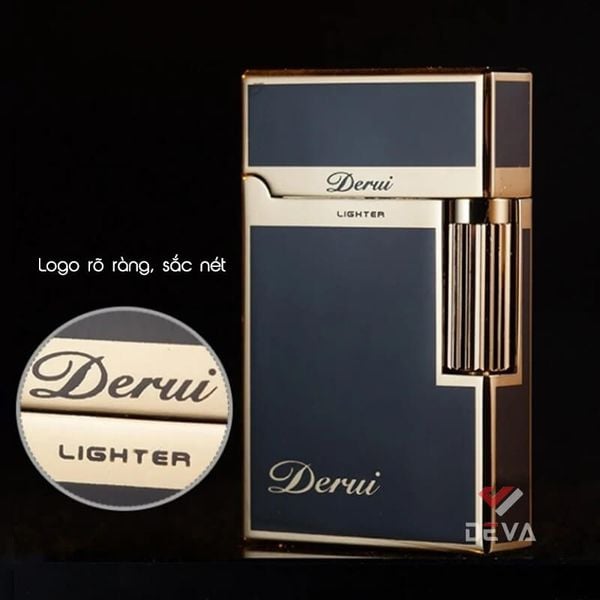 Bật lửa gas đá chính hãng Derui sơn mài in Logo DR1009