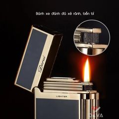 Bật lửa gas đá chính hãng Derui sơn mài in Logo DR1009