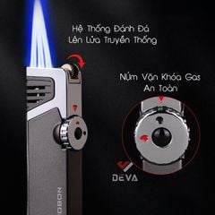 Bật lửa khò 3 tia có chốt lửa kèm đục xì gà Jobon ZB 190