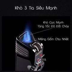 Bật lửa khò 3 tia có chốt lửa kèm đục xì gà Jobon ZB 190