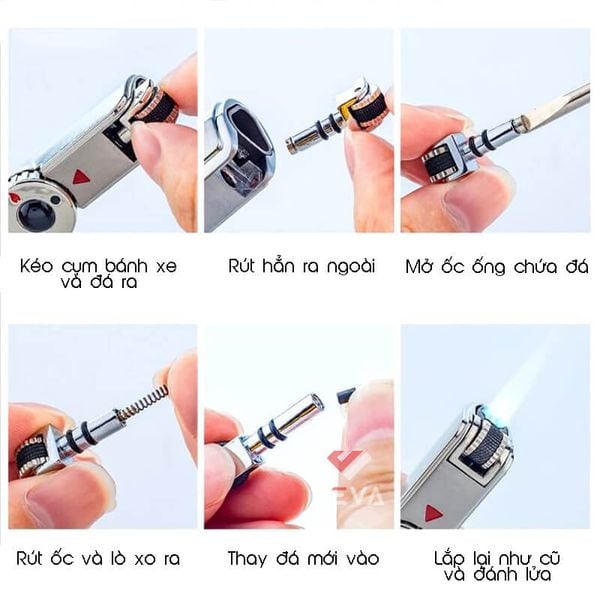 Bật lửa khò 3 tia có chốt lửa kèm đục xì gà Jobon ZB 190