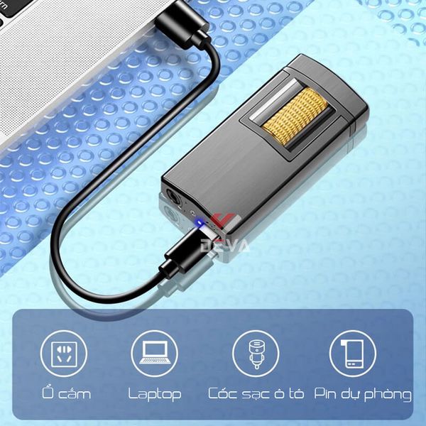 Bật lửa ga điện sạc USB con xoay khò 1 tia 919