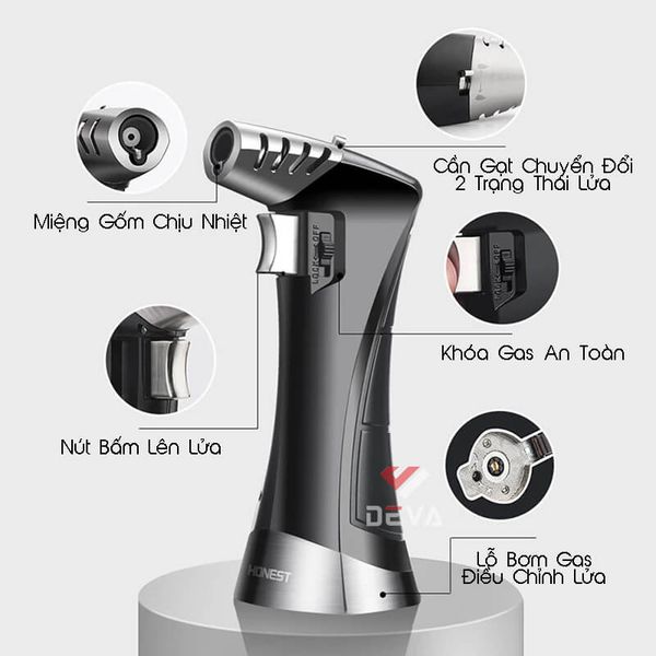 Bật lửa khò để bàn 2 chế độ lửa Honest BCZ 763