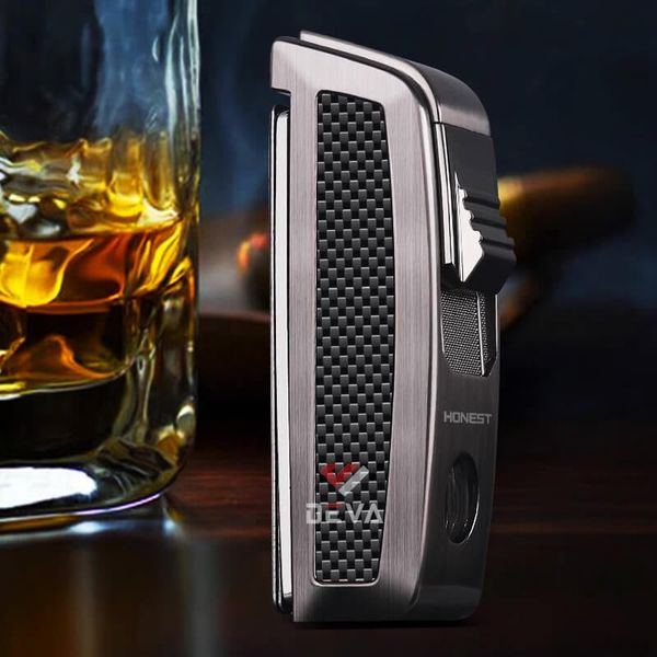 Bật lửa chính hãng Honest khò 1 tia kèm kéo cắt Cigar BCZ 823