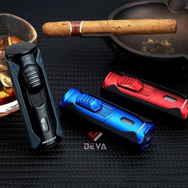 Bật lửa khò 4 tia kèm đục lỗ xì gà Honest BCZ 781