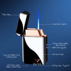 Bật lửa gas sạc USB khò 1 tia cảm ứng điện tử HT23