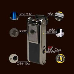 Bật lửa khò 2 tia Cohbia kèm đục Cigar H080