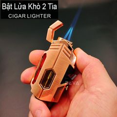Bật lửa khò 2 tia chéo Cohiba ga trong suốt kèm đục COB 160