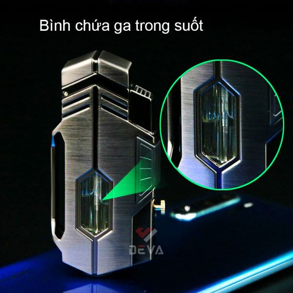 Bật lửa khò 2 tia chéo Cohiba ga trong suốt kèm đục COB 160