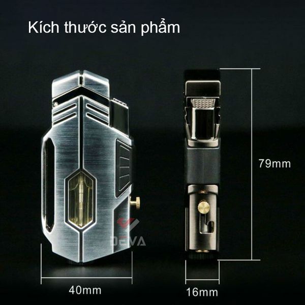 Bật lửa khò 2 tia chéo Cohiba ga trong suốt kèm đục COB 160