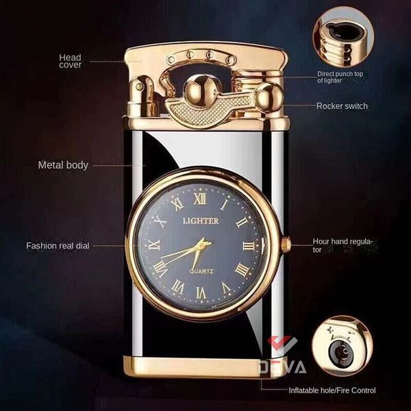 Bật lửa khò cần gạt kèm đồng hồ DCT05