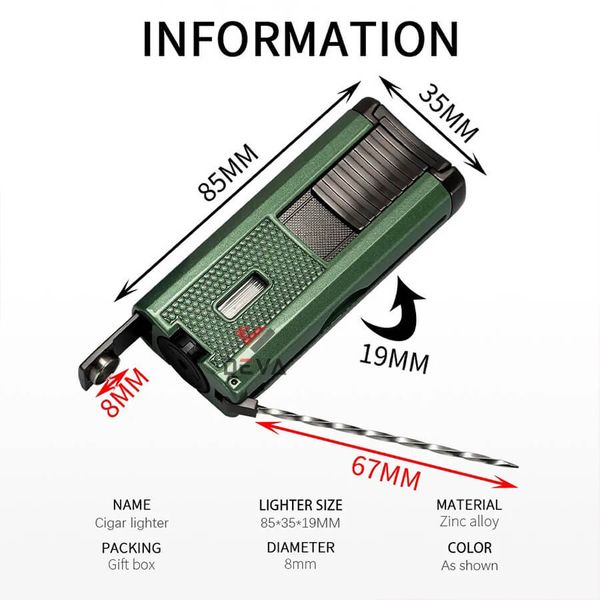 Bật lửa Lubinski khò 3 tia kèm que thông và đục Cigar YJA 10055