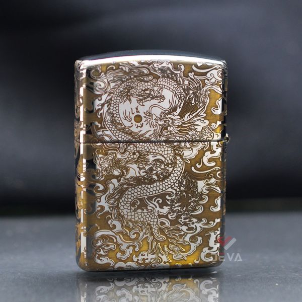 Zippo Armor Khắc CNC Rồng Mây 2 Mặt ZK145