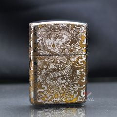 Zippo Armor Khắc CNC Rồng Mây 2 Mặt ZK145