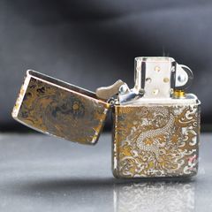 Zippo Armor Khắc CNC Rồng Mây 2 Mặt ZK145