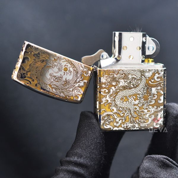 Zippo Armor Khắc CNC Rồng Mây 2 Mặt ZK145