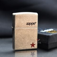 Zippo Bạc Bụi Khắc Ngôi Sao Đỏ ZK85