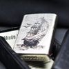 Zippo Bạc Bụi Khắc CNC Thuyền Buồm ZK162