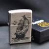 Zippo Bạc Bụi Khắc CNC Thuyền Buồm ZK162