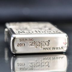 Zippo Bạc Khối Khắc Hoa Văn Marlboro BK41