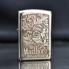 Zippo Bạc Khối Khắc Hoa Văn Marlboro BK41