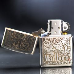 Zippo Bạc Khối Khắc Hoa Văn Marlboro BK41