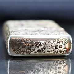 Zippo Bạc Khối Armor Khắc Kỳ Lân Các Mặt BK18