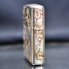 Zippo Bạc Khối Chạm Khắc Hình Rồng Cuộn BK16