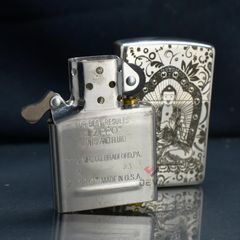 Zippo Bạc Khối Khắc Đức Phật A Di Đà BK06