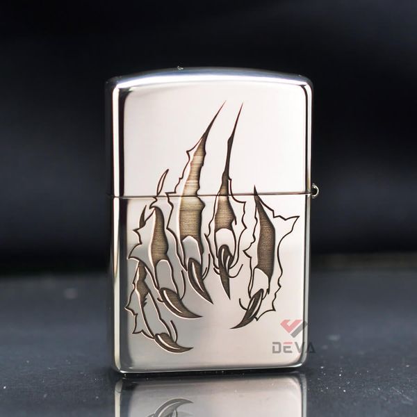 Zippo Bạc Khối Khắc Hình Mãnh Hổ Giương Vuốt BK28