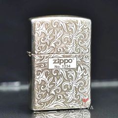 Zippo Bạc Khối Khắc Hoa Văn Cổ Điển Các Mặt BK57
