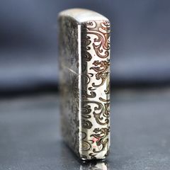 Zippo Bạc Khối Khắc Hình Rồng Mây 2 Mặt BK15