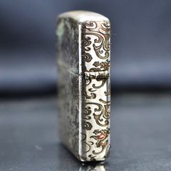 Zippo Bạc Khối Khắc Hình Rồng Mây 2 Mặt BK15