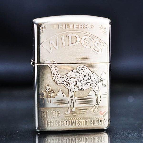 Zippo Bạc Khối Khắc Hoạ Chủ Đề Thương Hiệu Camel BK43