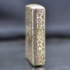 Zippo Bạc Khối Khắc Hoa Văn Rồng Phượng BK47